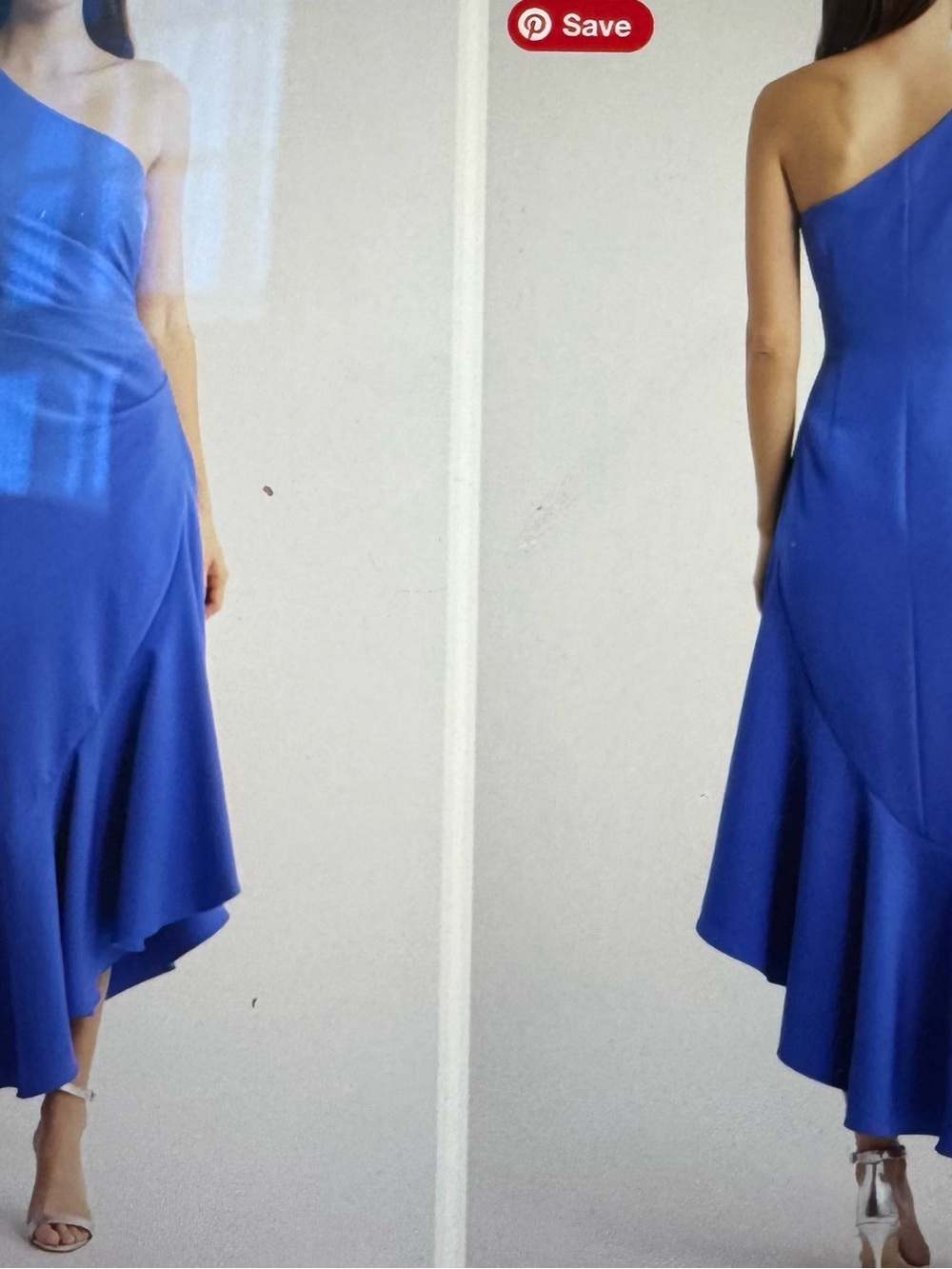 Eliza J Royal Blue Asymmetrical One-Shoulder Midi Dress